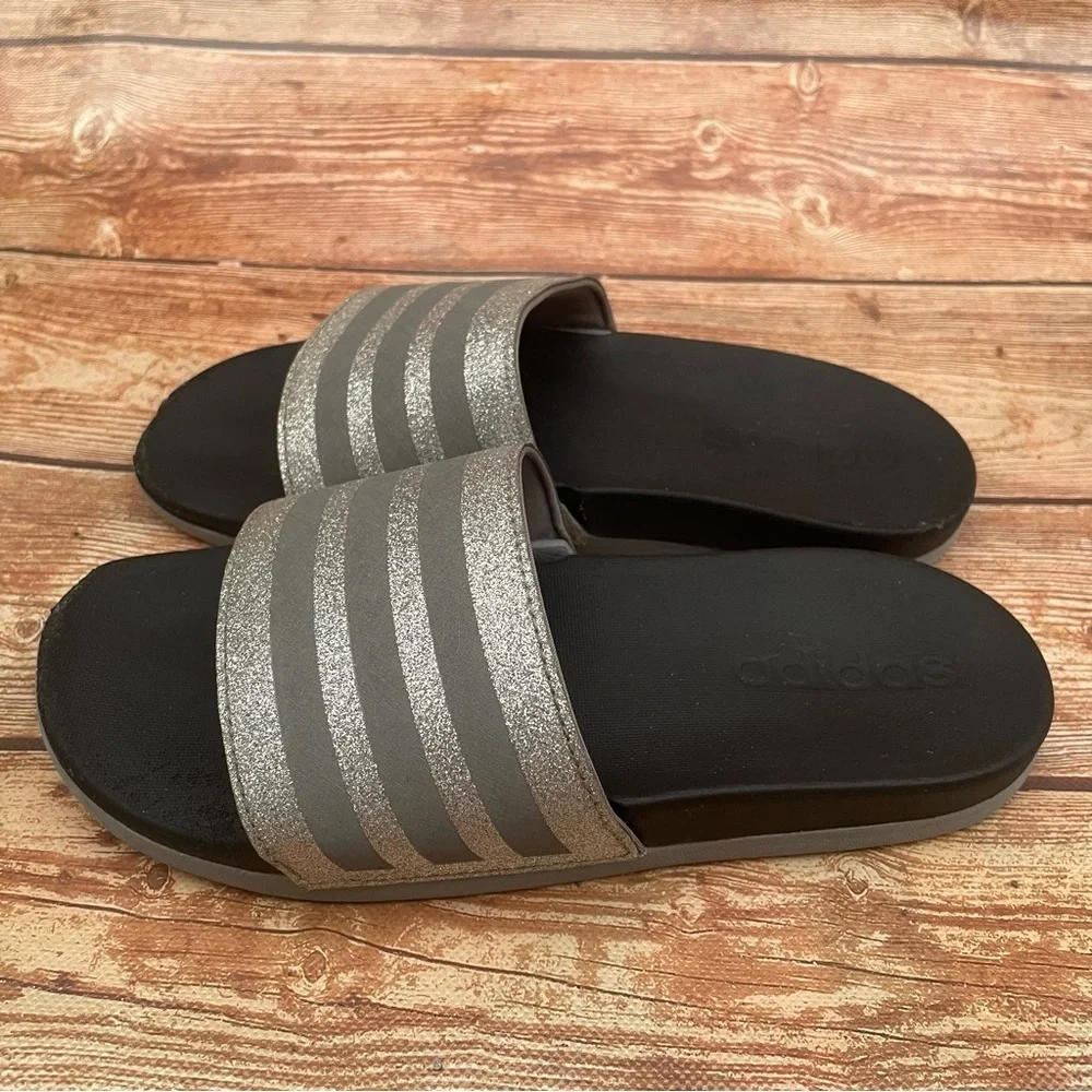 Adidas Girl slide sandals black silver size 2